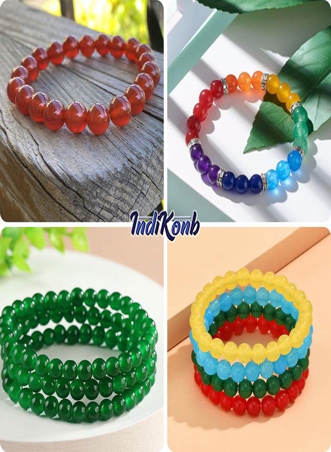 INDIKONB Glass Pearl Beads - Multicolour Round Beads for Craft and Jewelry Making (8mm, Pack of 325) - Colours as per Availability (Multicolour - Plain) - Image 3